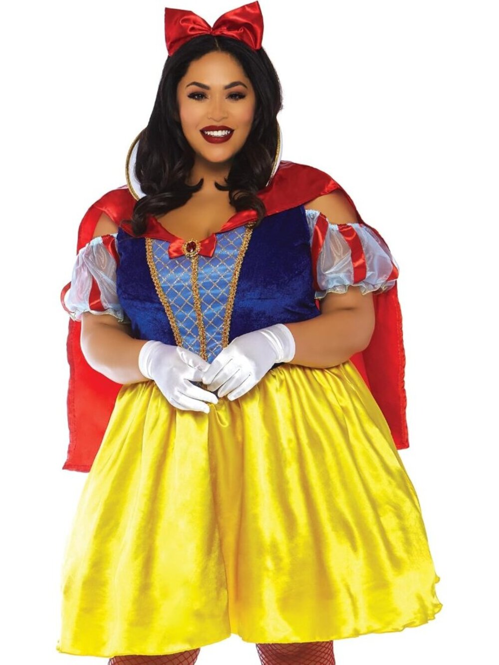 Fairytale Snow White Costume Set - Velvet Satin Dress & Bow Headband, 2 Pc